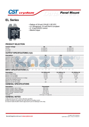 EL100D10-05 datasheet - Ratings of 5A and 10A 3-100 VDC