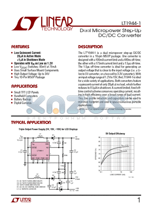 LT1944-1EMS datasheet - Dual Micropower Step-Up DC/DC Converter