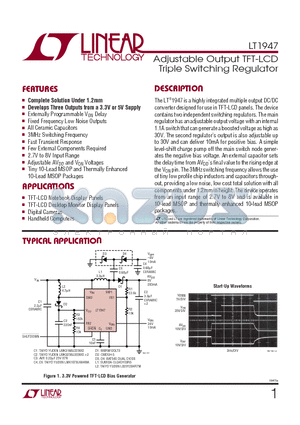 LT1947_1 datasheet - Adjustable Output TFT-LCD Triple Switching Regulator