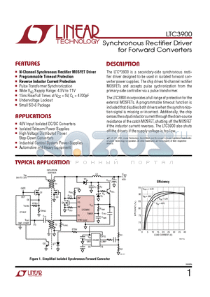 LT1952 datasheet - Synchronous Rectifier Driver for Forward Converters