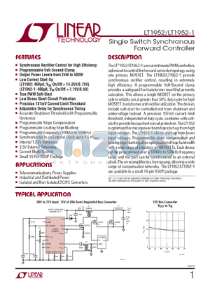 LT1952EGN datasheet - Single Switch Synchronous Forward Controller