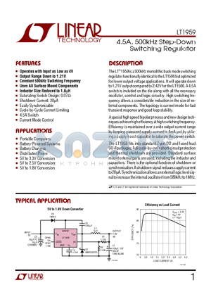 LT1959I datasheet - 4.5A, 500kHz Step-Down Switching Regulator