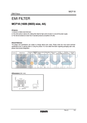 MCF18 datasheet - EMI FILTER