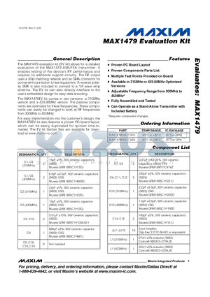 MAX1479EVKIT-315 datasheet - Evaluation Kit