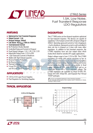 LT1963 datasheet - 1.5A, Low Noise, Fast Transient Response LDO Regulators