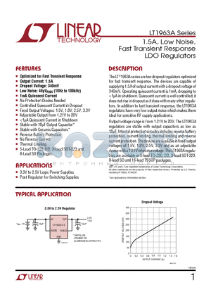 LT1963AEFE-2.5TRPBF datasheet - 1.5A, Low Noise,Fast Transient Response LDO Regulators