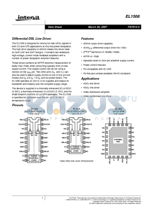 EL1508CM-T13 datasheet - Differential DSL Line Driver