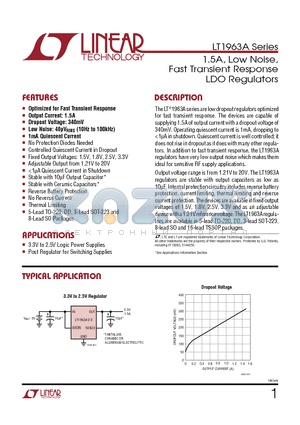 LT1963AES8-2.5PBF datasheet - 1.5A, Low Noise,Fast Transient Response LDO Regulators