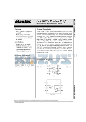 EL1510CL-T7 datasheet - Medium Power Differential Line Driver