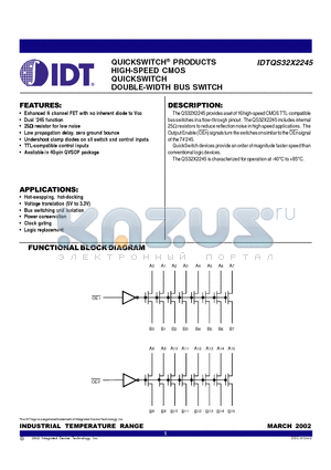 IDTQS32X2245 datasheet - QUICKSWITCH PRODUCTS HIGH-SPEED CMOS QUICKSWITCH DOUBLE-WIDTH BUS SWITCH