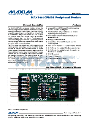 MAX14850PMB1 datasheet - MAX14850PMB1 Peripheral Module