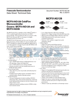 MCF51AG128VLF datasheet - MCF51AG128 ColdFire Microcontroller