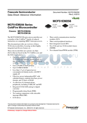 MCF51EM128CLL datasheet - ColdFire Microcontroller