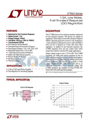 LT1963EQ-2.5 datasheet - 1.5A, Low Noise, Fast Transient Response LDO Regulators