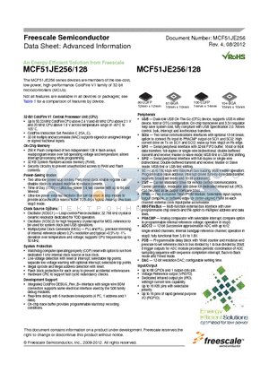 MCF51JE128CLK datasheet - An Energy-Efficient Solution from Freescale