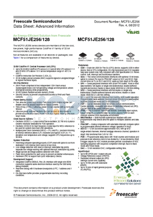 MCF51JE256CML datasheet - An Energy-Efficient Solution from Freescale