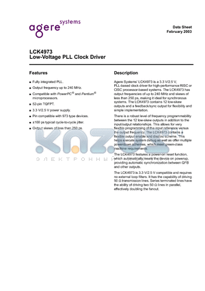 LCK4973 datasheet - Low-Voltage PLL Clock Driver
