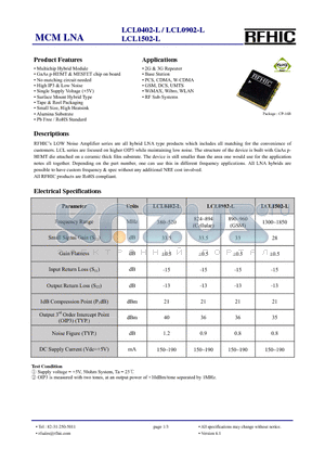 LCL0402-L datasheet - MCM LNA