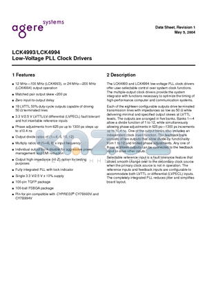 LCK4993YH-DB datasheet - Low-Voltage PLL Clock Drivers