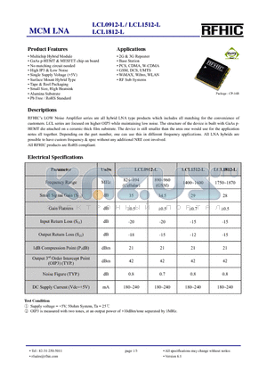 LCL0912-L datasheet - MCM LNA