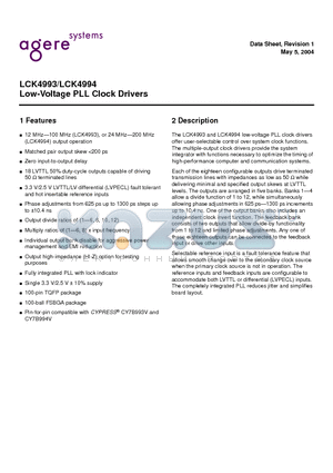 LCK4993YH-DT datasheet - Low-Voltage PLL Clock Drivers