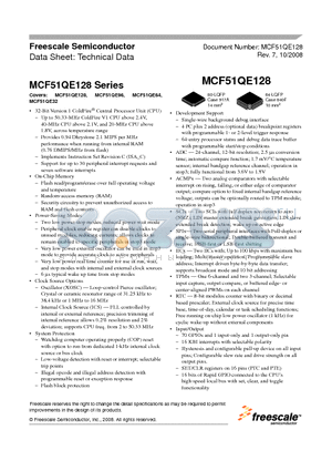MCF51QE128CLK datasheet - 32-Bit Version 1 ColdFire^ Central Processor Unit (CPU)