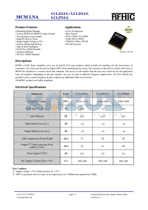 LCL2712-L datasheet - MCM LNA