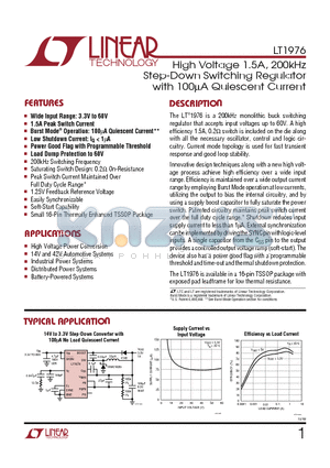 LT1976EFE datasheet - High Voltage 1.5A, 200kHz Step-Down Switching Regulator with 100mA Quiescent Current