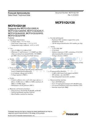 MCF51QU64VLF datasheet - MCF51QU128