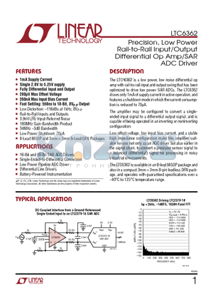 LT1994 datasheet - Precision, Low Power Rail-to-Rail Input/Output