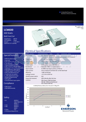 LCM600N datasheet - 600 Watts Bulk Front End