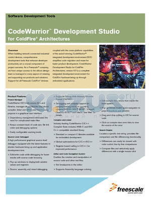 MCF5213 datasheet - CodeWarrior Development Studio for ColdFire^ Architectures