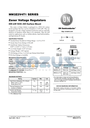 MM3Z7V5T1G datasheet - Zener Voltage Regulators