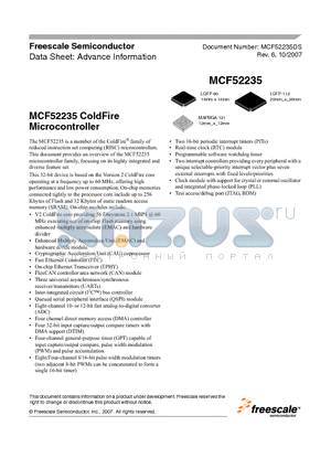 MCF52235_07 datasheet - Microcontroller