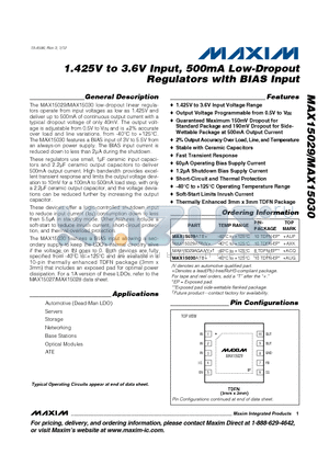 MAX15029_12 datasheet - 1.425V to 3.6V Input, 500mA Low-Dropout Regulators with BIAS Input