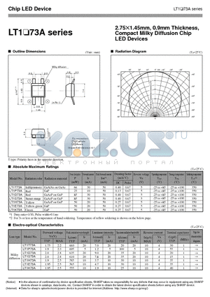LT1T73A datasheet - 2.7X51.45mm, 0.9mm Thickness, Compact Milky Diffusion Chip LED Devices