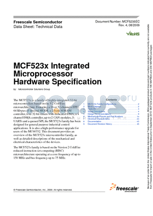 MCF5232CVM100 datasheet - Integrated Microprocessor Hardware Specification