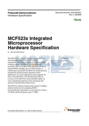 MCF5233CVM100 datasheet - Integrated Microprocessor Hardware Specification