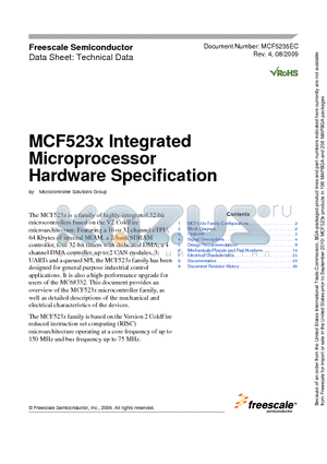 MCF523X_09 datasheet - Integrated Microprocessor Hardware Specification