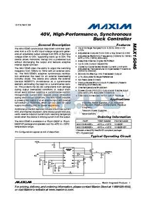 MAX15046BAEE+ datasheet - 40V, High-Performance, Synchronous Buck Controller