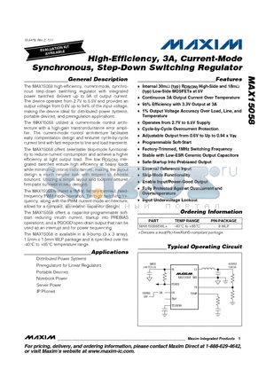 MAX15058EWL datasheet - High-Efficiency, 3A, Current-Mode Synchronous, Step-Down Switching Regulator