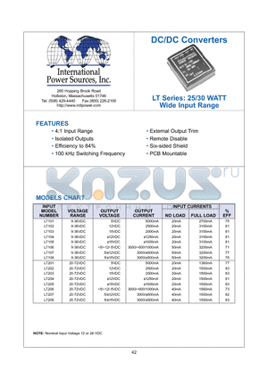 LT207 datasheet - LT Series: 25/30 WATT Wide Input Range