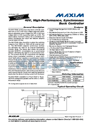 MAX15046BAEE+ datasheet - 40V, High-Performance, Synchronous Buck Controller