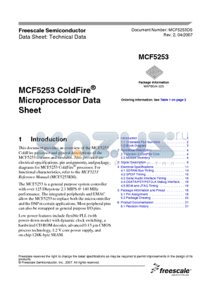 MCF5253VM140 datasheet - ColdFire^ Microprocessor Data Sheet