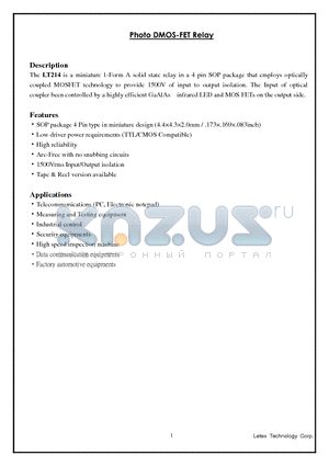 LT214 datasheet - Photo DMOS-FET Relay