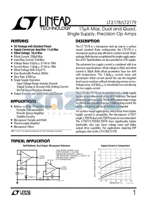 LT2178IS8 datasheet - 17uA Max, Dual and Quad, Single Supply, Precision Op Amps