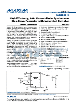MAX15118EWI datasheet - High-Efficiency, 18A, Current-Mode Synchronous Step-Down Regulator with Integrated Switches