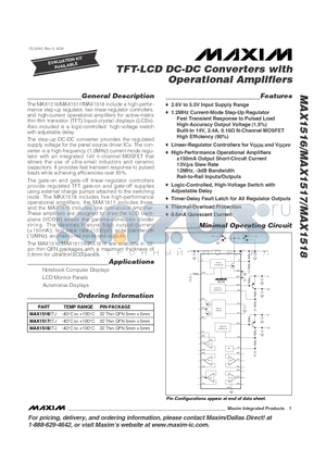 MAX1516ETJ datasheet - TFT-LCD DC-DC Converters with Operational Amplifiers