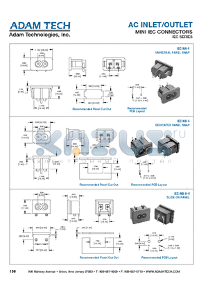 IEC-NF-4 datasheet - AC INLET/OUTLET MINI IEC CONNECTORS