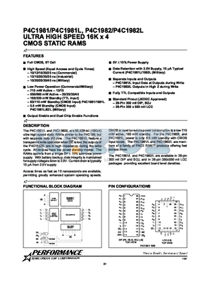 P4C1981-15PMB datasheet - ULTRA HIGH SPEED 16K x 4 CMOS STATIC RAMS